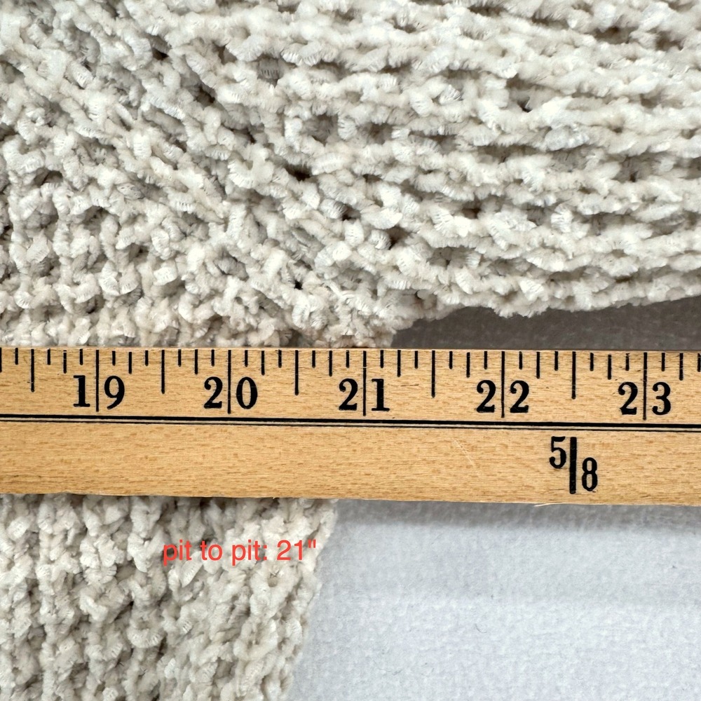 Altar'd State Chenille Sweater Womens Medium Beige Waffle Knit Cropped Pullover - Picture 7 of 7